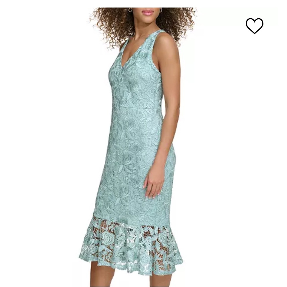 Siena Women's Floral-Lace Flounce-Hem Midi Dress